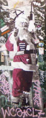 Santa in Bristol with cigar and AK47